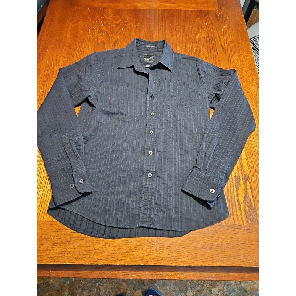 BKE Buckle Long Sleeve Button Down Slim Fit Stretch Shirt Black Small (A641)